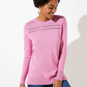 Loft Stitched Yoke Tunic Sweater in Pink. Size M